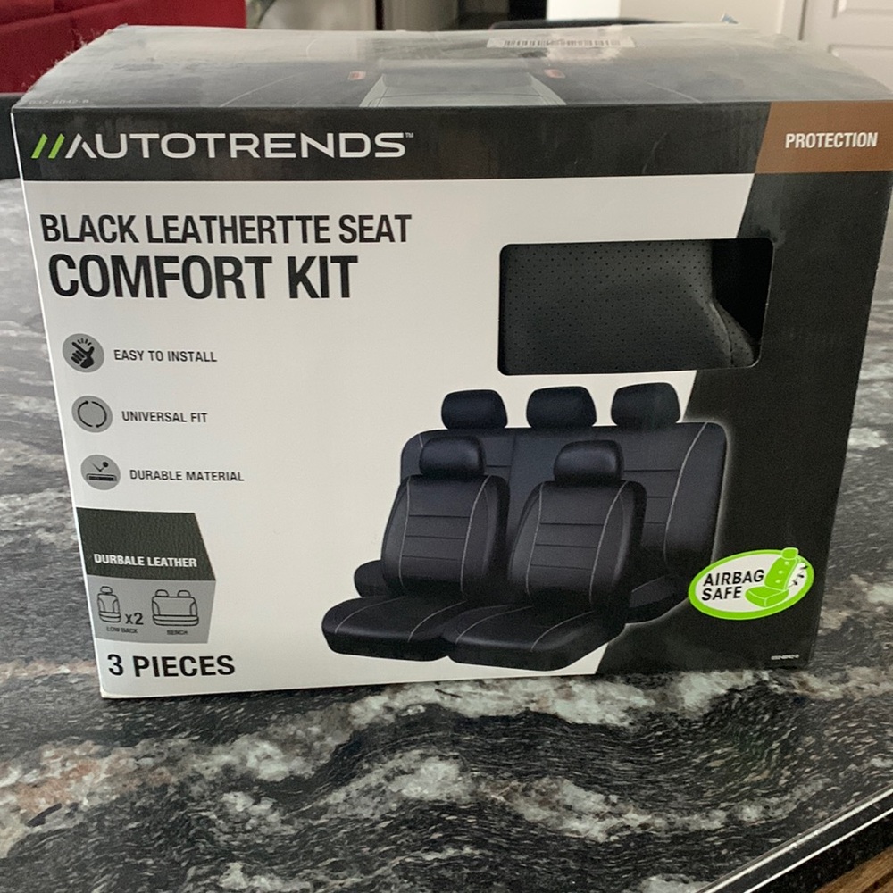 AUTOTRENDS Truck Black Durable Leatherette 3-piece set comfort Kit